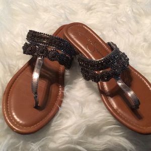 Jessica Simpson beaded metallic sandals